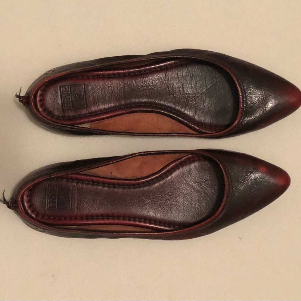Frye red leather flats size 8.5